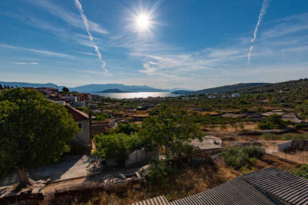 Beautiful sun and croatian landscapeの写真素材