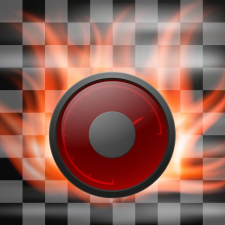 Abstract racing checkered background with speedometer in flame  のイラスト素材