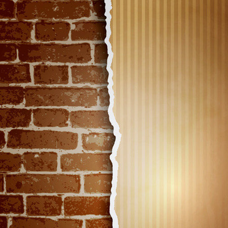 Ragged paper with a pattern of lines on brick wall background. のイラスト素材