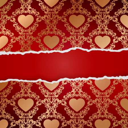 Ragged paper with pattern of hearts.  のイラスト素材