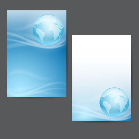 Set of backgrounds. Globe on a blue background with place for text. のイラスト素材