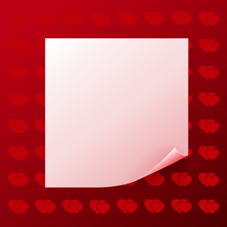 Note on red background with hearts. のイラスト素材