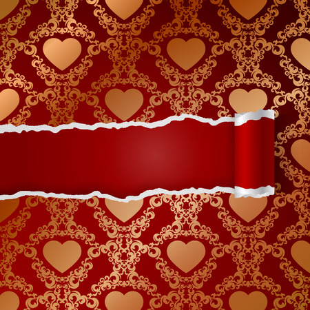 Ragged paper with pattern of hearts.  のイラスト素材