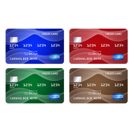 Set of credit cards in 4 different colors.のイラスト素材