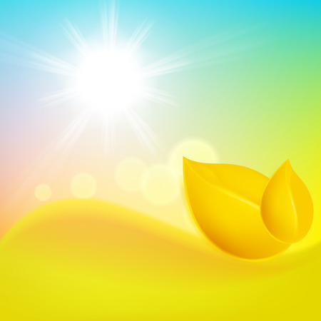 Autumn background with yellow leaf and the sun. のイラスト素材