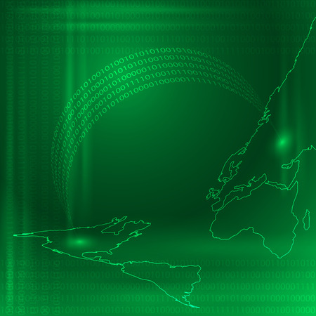 Stream of binary code. Green background.のイラスト素材