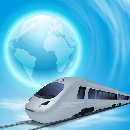 Concept background with high-speed train, the globe.のイラスト素材