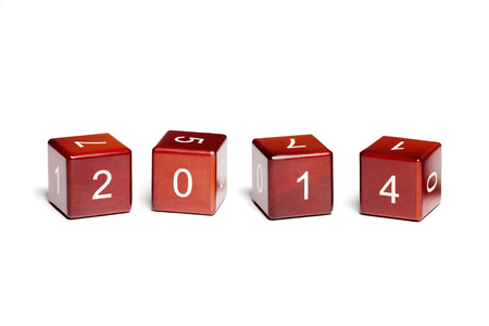 Cubes with numbers isolated on white background  Concept new year 2014 の写真素材