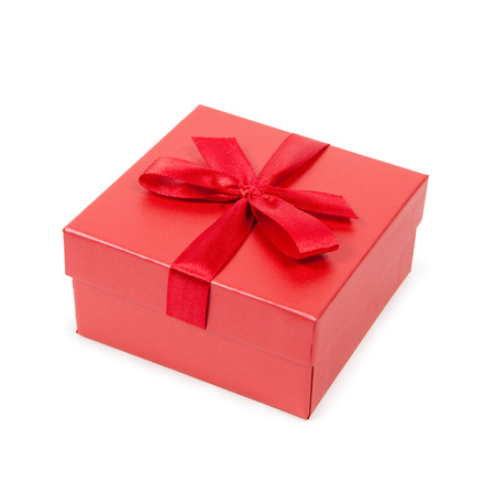 Red fancy box, isolated against white backgroundの写真素材
