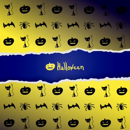Yellow background with pattern of Halloween characters. のイラスト素材