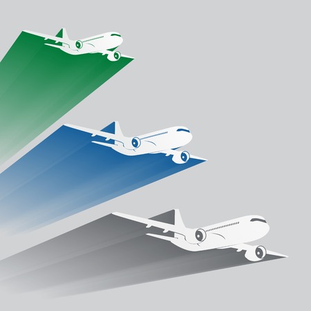 Airplane's silhouettes with color trace. EPS10 vector.のイラスト素材