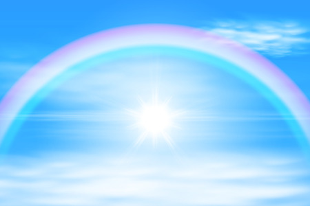 Sun in a the sky with rainbow. EPS10 vector.のイラスト素材