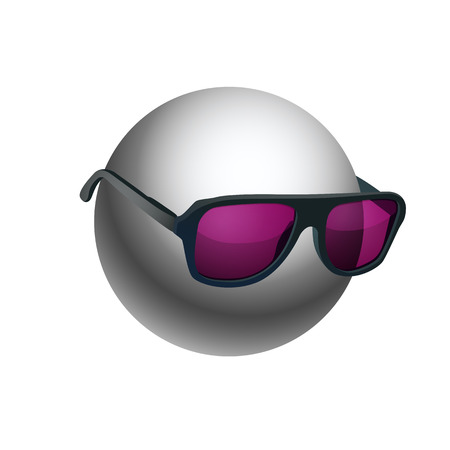 Gray ball wearing sunglasses isolated on white background. EPS10 vector.のイラスト素材