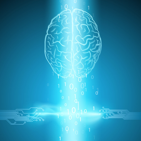 Digital brain on blue background. EPS10 vector.のイラスト素材