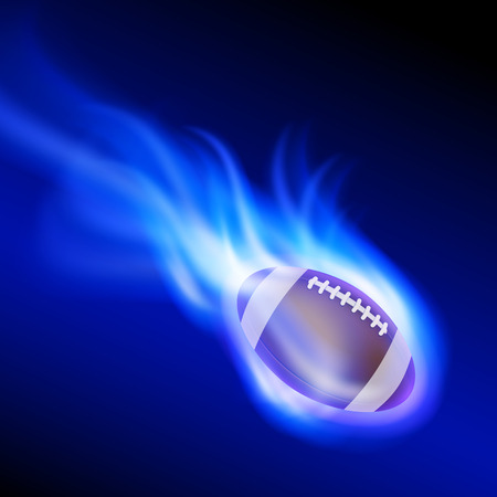 Burning football on blue fire. EPS10 vector.のイラスト素材