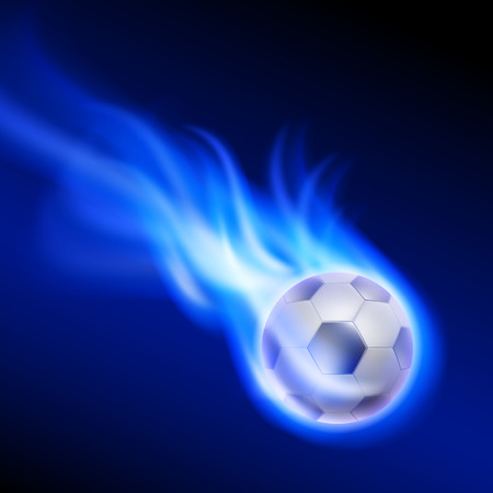 Burning football on blue fire. EPS10 vector.のイラスト素材