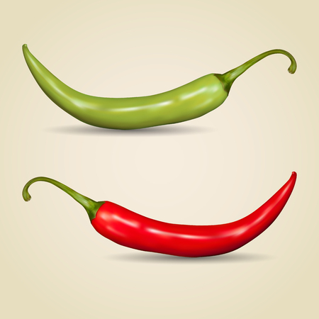 Set of chilli peppers on gray backgroundのイラスト素材