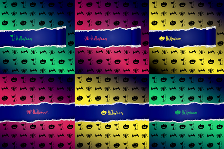 Set of Halloween background with Halloween characters. vector.のイラスト素材