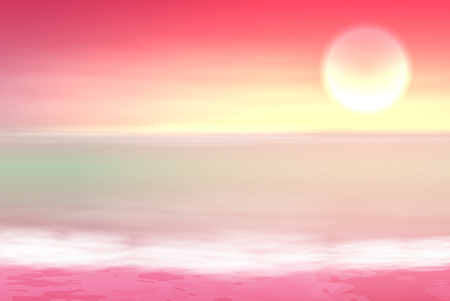 Beautiful purple sea sunset. EPS10 vector.のイラスト素材
