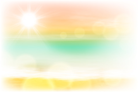 Sea sunset with the sun, light on lens. vector.のイラスト素材