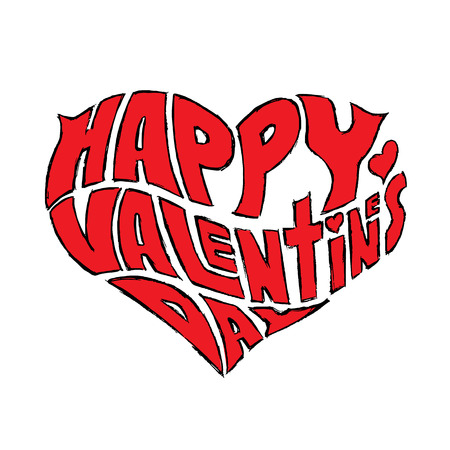Valentines Day Heart Made of Text Happy Valentines day isolated on white backgroundのイラスト素材