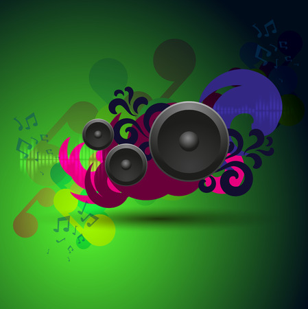 Abstract green vintage music background with round speakers. EPS10 vector.のイラスト素材
