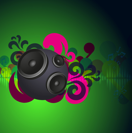 Abstract green vintage music background with round speakers. EPS10 vector.のイラスト素材