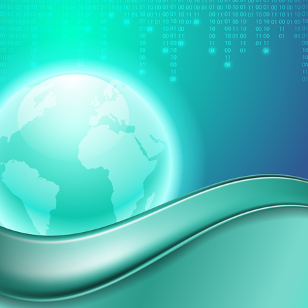Stream of binary code with the globe.のイラスト素材
