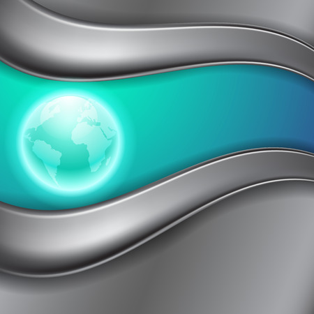 Metal blue background with globe and place for text.のイラスト素材