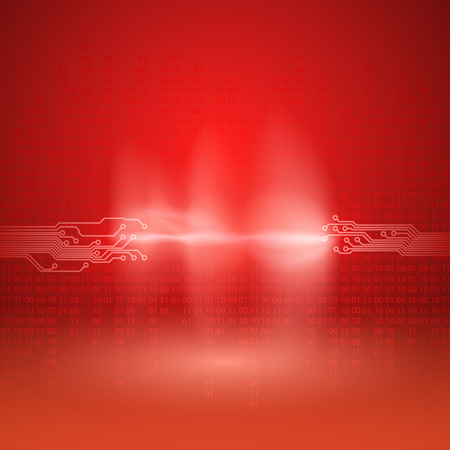 Stream of binary code with a circuit board texture and current arc.のイラスト素材