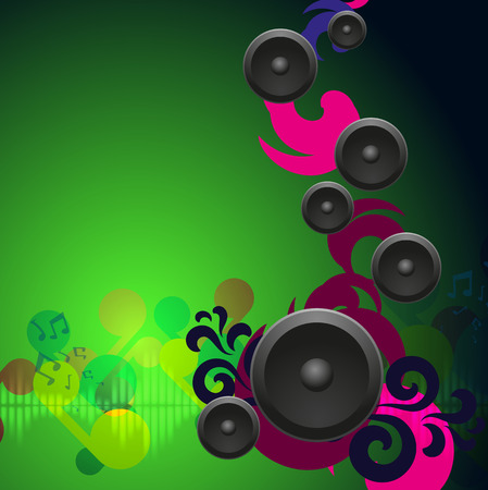 Abstract green vintage music background with round speakers. EPS10 vector.のイラスト素材