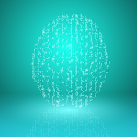Digital brain on cyan background. EPS10 vector.のイラスト素材