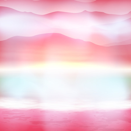Background with sea and mountain. Sunset time.のイラスト素材