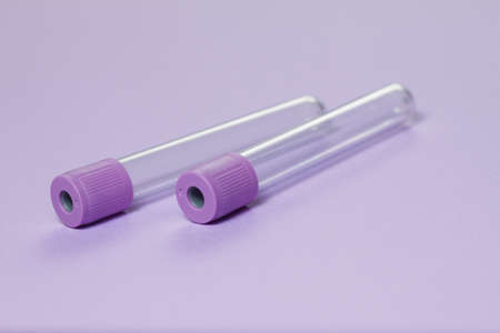 Purple empty vacuum blood collection tube test with EDTA as anticoagulant for Medical laboratory on...