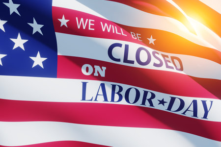 Labor Day Background Design. We will be Closed on Labor Day. 3d Image.の写真素材