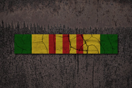 Vietnam Campaign Ribbon. Vietnam Veterans Day. General commemoration in the Armed Forces. The service ribbon. Grunge style.の写真素材