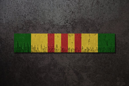 Vietnam Campaign Ribbon. Vietnam Veterans Day. General commemoration in the Armed Forces. The service ribbon. Grunge style.の写真素材
