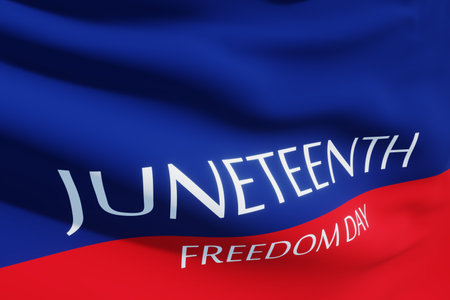 Juneteenth color with text Juneteenth Freedom Day. Since 1865. Banner. 3d rendering.の写真素材