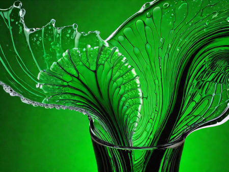 Splashing and drops abstract background. St. Patrick's day background.の素材