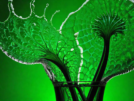 Splashing and drops abstract background. St. Patrick's day background.の素材