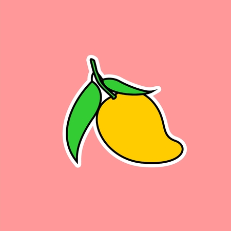 A Mango Sticker on pink background.のイラスト素材