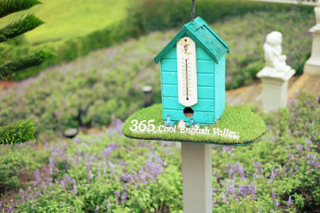 small house thermometer and rain