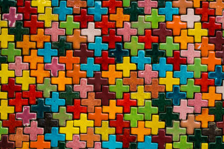 colorful ceramics wallの写真素材