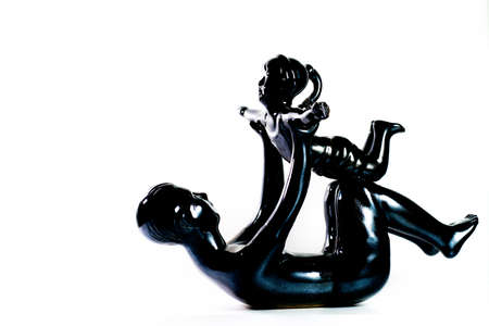 father and daughter isolated on white backgroundの写真素材