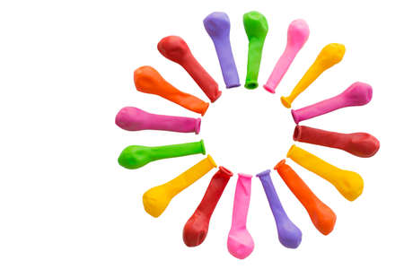 colorful balloons in flower shape isolated on white backgroundの写真素材