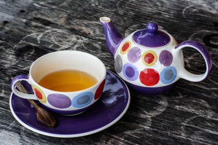 vintage drink for relaxing times on wooden tableの写真素材