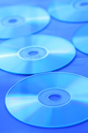 cd's in blue moodの写真素材