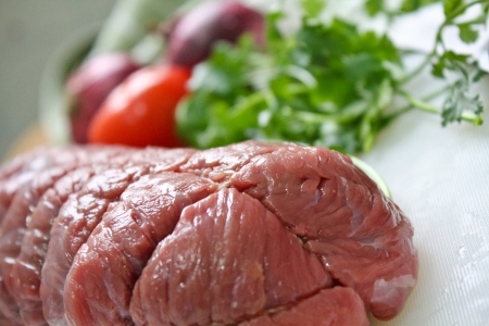 Raw Beef Meat with ingredient on a plate の写真素材