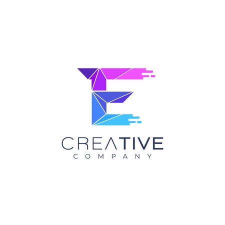 letter E logo design template. Art tech media app creative signのイラスト素材