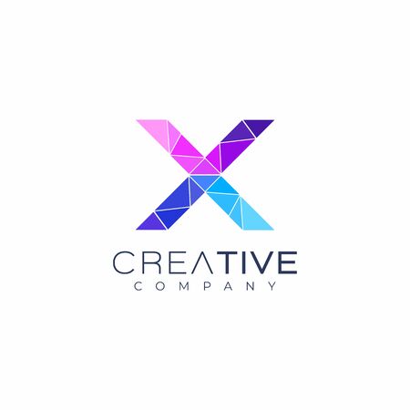 letter X logo design template. Art tech media app creative signのイラスト素材